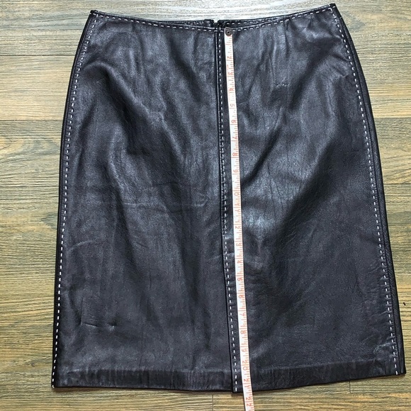 INC Black Leather White Contrast Pencil Skirt 8 - Picture 4 of 7
